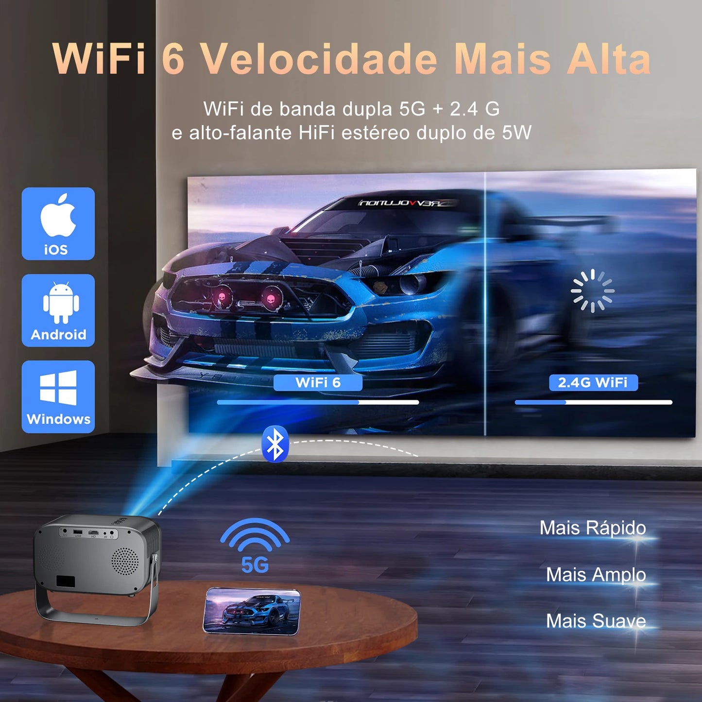 Mini 4K Portable WiFi Projector