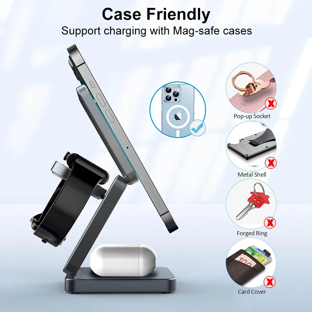 3-in-1 Foldable Magnetic Wireless Charging Station