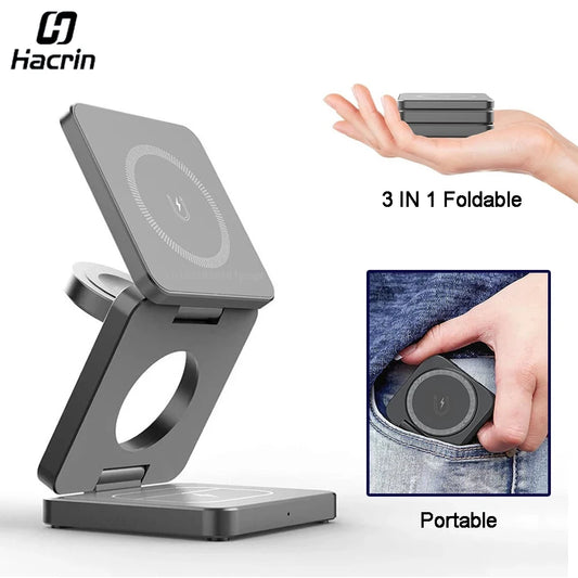 3-in-1 Foldable Magnetic Wireless Charging Station
