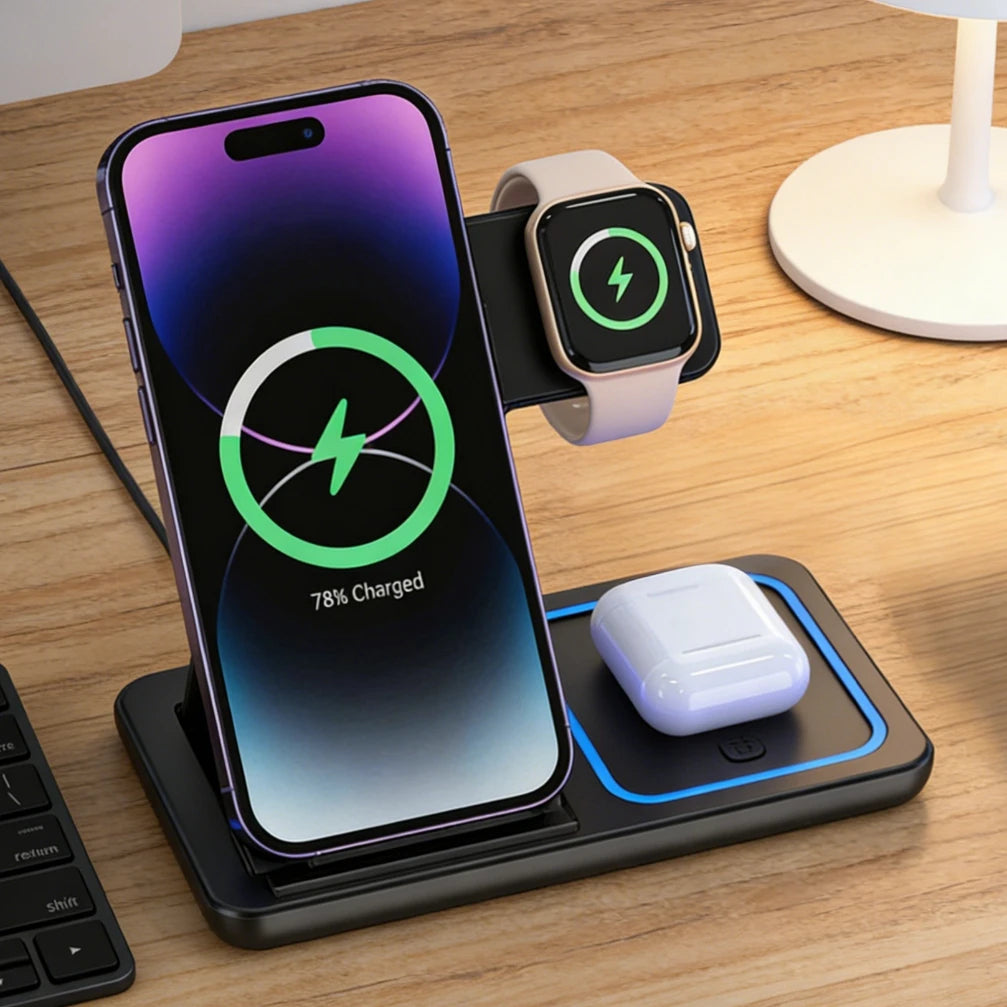 3-in-1 Fast Wireless Charger Station