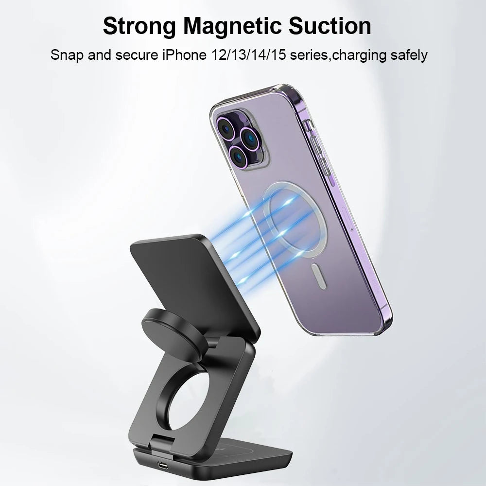 3-in-1 Foldable Magnetic Wireless Charging Station